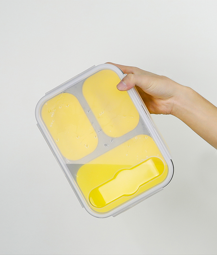 折疊三格分裝飯盒帶叉勺可伸縮便攜餐盒詳情介紹06